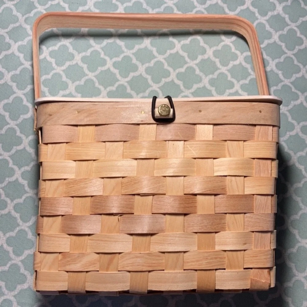 Woven Wooden Picnic Basket Small